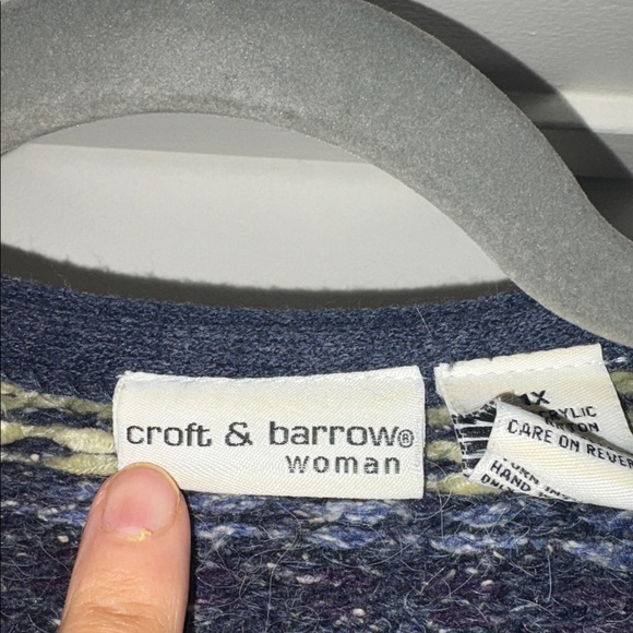 Croft & Barrow Blue and Green Knit Cardigan - Picture 2 of 8